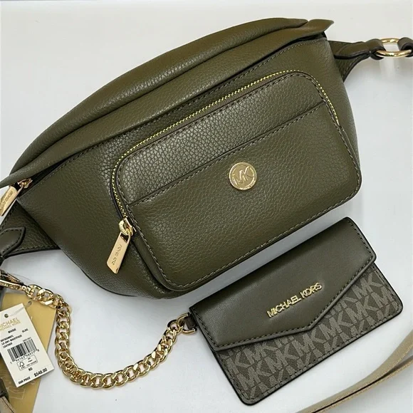 Michael Kors Maisie Lg Pebbled Leather 2-in-1 Sling Fanny Pack Waist Bag Belt - Picture 3 of 16